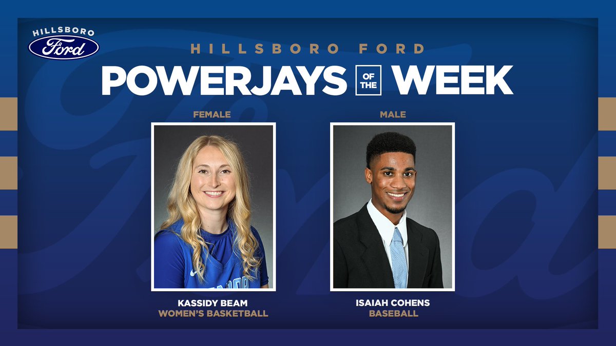 𝙃𝙞𝙡𝙡𝙨𝙗𝙤𝙧𝙤 𝙁𝙤𝙧𝙙 𝙋𝙤𝙬𝙚𝙧𝙅𝙖𝙮𝙨 𝙤𝙛 𝙩𝙝𝙚 𝙒𝙚𝙚𝙠 🔥

𝙆𝙖𝙨𝙨𝙞𝙙𝙮 𝘽𝙚𝙖𝙢 &amp; 𝙄𝙨𝙖𝙞𝙖𝙝 𝘾𝙤𝙝𝙚𝙣𝙨 

Great job to these two athletes that have put in the work and effort to represent Tabor in a way that makes us #ProudToBeABluejay!