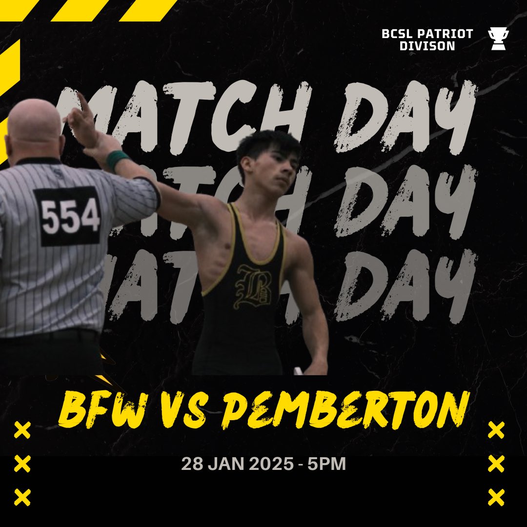 🚨MATCH DAY🚨
🤼 Pemberton
📍 Bordentown Regional High School
⏰ JV 5PM, Varsity Girls/Boys to follow.

#GetBetterEveryday!⚡️🐾