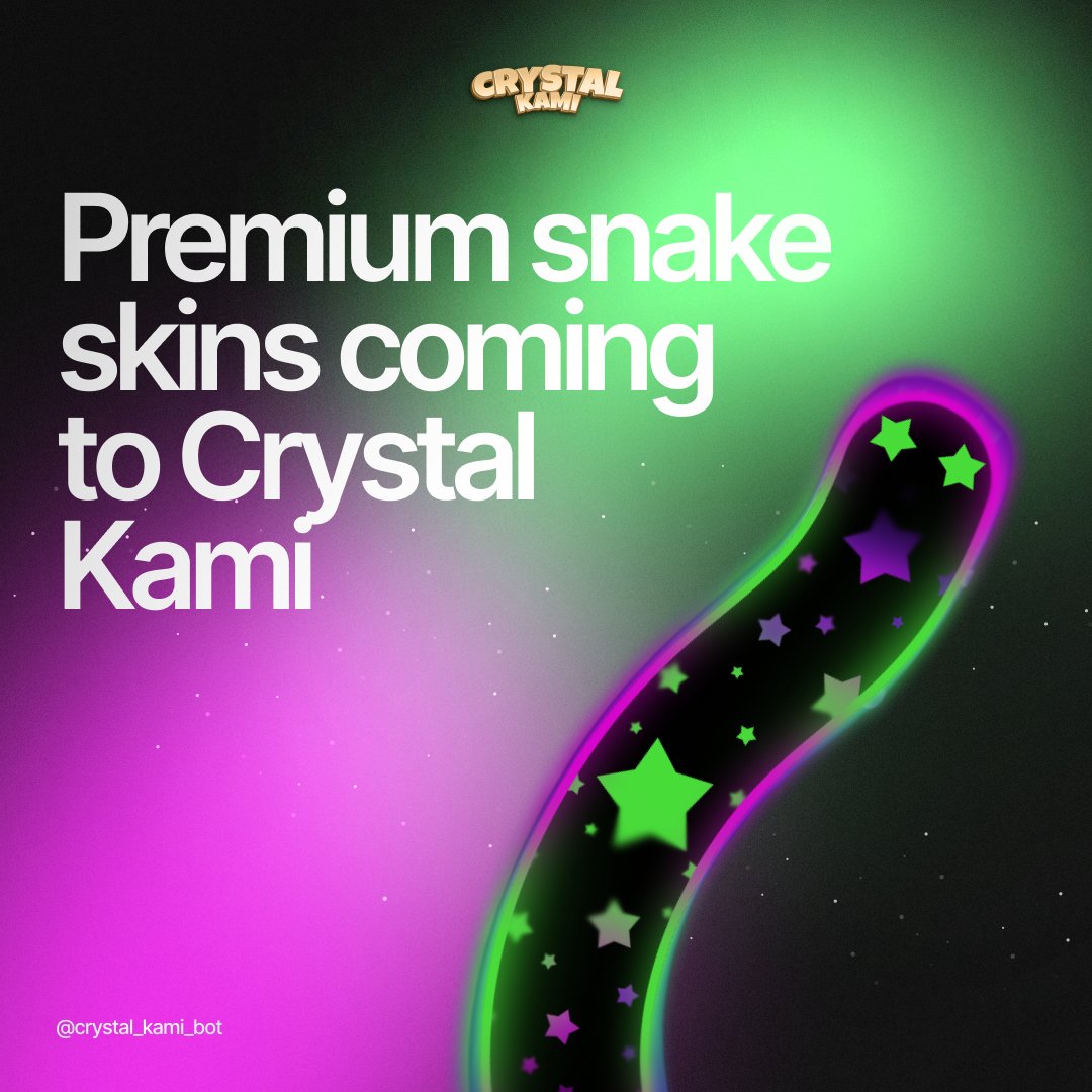 CrystalKami_Bot's tweet photo. Premium Snake Skins Coming to Crystal Kami 🐍

Next week, Crystal Kami celebrates Chinese New Year with premium snake skins for Snake Galaxies. Ready for some souvenir shopping? 🧧

Get your special skins with Telegram Stars to boost in-game earnings and speed up your crystal pet's evolution!

Perfect gift for the Year of the Green Wood Snake – dominate the snake mini-game with style and crush those leaderboards! 🎮