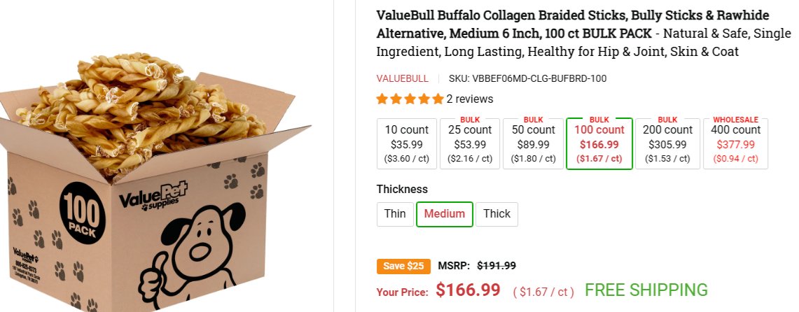 Keep your best friends joints healthy with natural collagen chews, ValueBull by ValuePetSupplies:

Save 25% off with this link:
valuepetsupplies.com/discount/GPS25…

Family owned &amp; operated, celebrating 20 years.
#collagen #dogsarefamily #doglovers