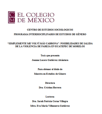 ColmecasA's tweet photo. #RepositorioColmex
Te invitamos a leer "Simplemente me volví más cabrona : posibilidades de salida de la violencia de pareja en Ecatepec de Morelos", #tesis de la maestra Joanna Gutiérrez, #Colmecaalumni del @CEGColmex.
https://t.co/cnHZu91K4a https://t.co/1Cb1qNbKnD