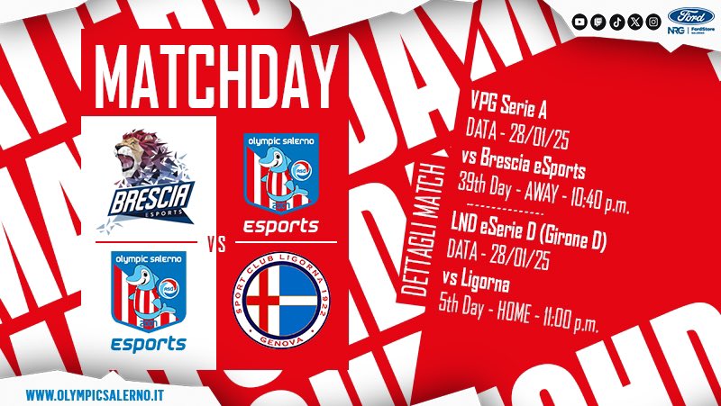 🔜 #Today

<a href="/VPGItaly/">VPG Italy 🇮🇹</a> [Serie A]
🗓 39th Day ✈️
🆚 @BSE_ProClub
⌚22:40

<a href="/LNDEsport1/">LND Esport</a> [eSerie D]
👥 Girone D
🗓 5th Day 🏠
🆚 <a href="/Cor_Ros_esports/">Corigliano-Rossano Esports</a>
⌚ 23:00

#GoOSE ⚪🔴