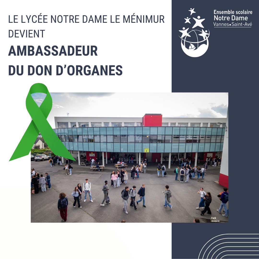 ndlm56's tweet photo. Le lycée @ndlm56 devient le premier lycée de Bretagne ambassadeur du don d’organes.
En signant la charte, notre établissement s’engage à sensibiliser les élèves au don d’organes via des actions et des outils de communication, avec le soutien du collectif Greffes+. 
#vannes https://t.co/CqNLhZdJyG