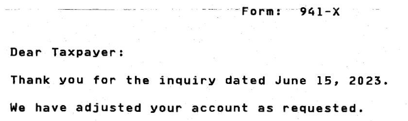 19 months for a very simple response to an ERC issue.... 

The IRS needs more funding.