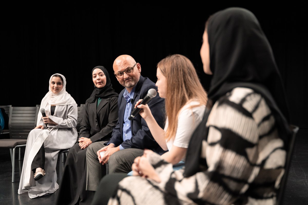 MKraidy's tweet photo. Had a great time at #BruWithTheDean reconnecting with @NUQSU  It was a lovely conversation about global media, scholarship, and careers. I hope you enjoyed it as much as I did! #NUQProud https://t.co/zQsCIC4Sfp