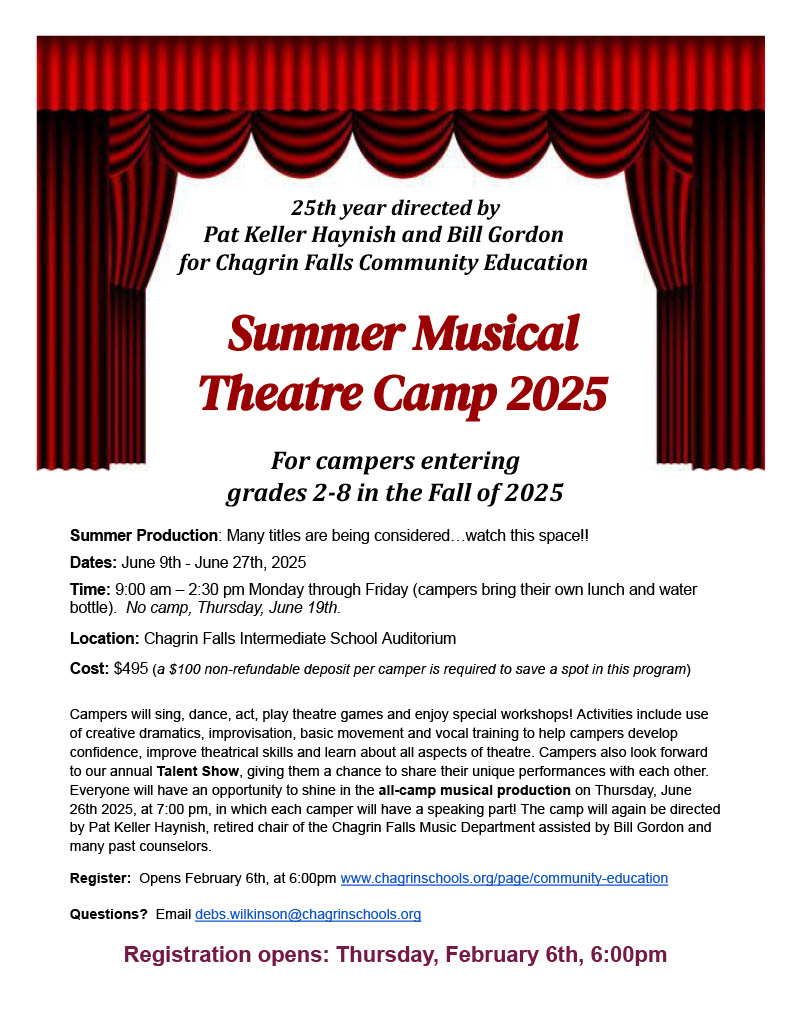 Registration opens Thursday, February 6th, at 6:00pm!