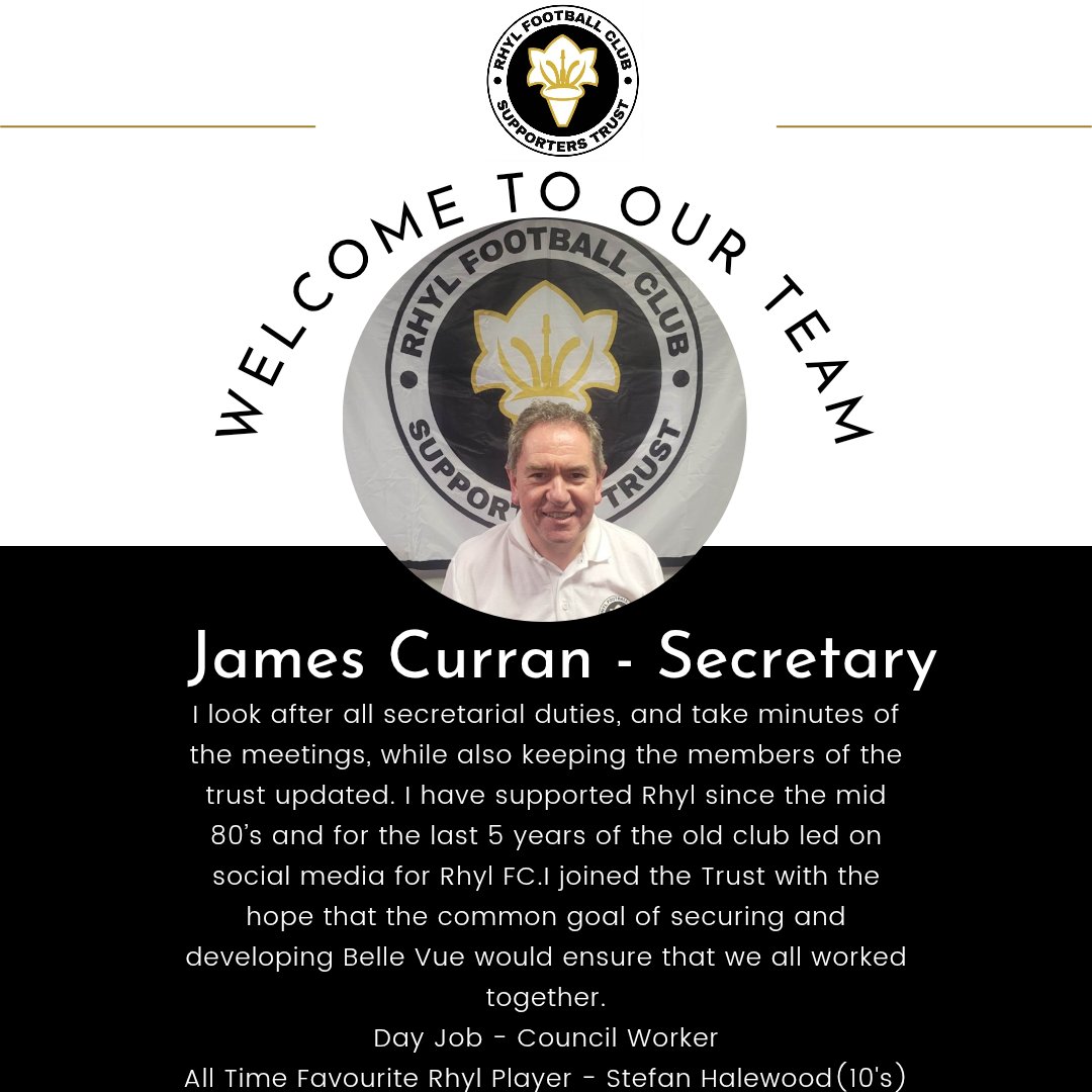 RhylFCST's tweet photo. As we look ahead to the rest of 2025 and have started our new memberships we thought it would be great to reintroduce ourselves to the new and old members.

Meet the Team part 3 James Curran
@JamesCurran6

https://t.co/TV78vEpWQ4

#UpTheTrust
#ForeverLilywhites
⚽⚪⚫ https://t.co/bzRuhuOliS