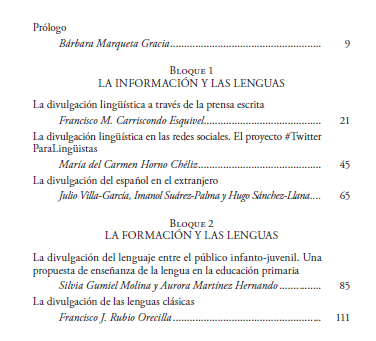 ZaragozaLing's tweet photo. #recomendaciónZL 
Hoy os traemos una publicación sobre #divulgación #lingüística en la que participan varios #psylexeros. 
Nuestra @BarbaraMarqueta, junto a López García, han coordinado una monografía titulada: 
"Divulgación lingüística: formación, información y desinformación". https://t.co/8gBm1j6ThD
