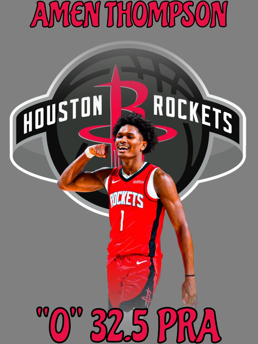 Amen Thompson - “O” 32.5 PRA

(-110 #DraftKings )

#HTOWN #Rockets #RunAsOne #FreePicks #GamblingX