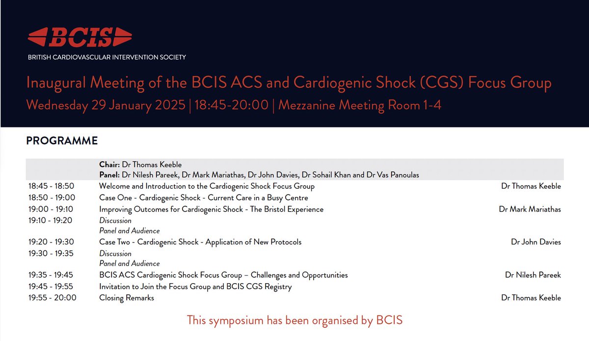Dr Thomas Keeble (@drkeeble) on Twitter photo BCIS is forming a focus group to improve cardiogenic shock care in the UK. Prospective members please attend ACI Wednesday 1845 Mezzanine room 1-4. Everyone welcome. <a href="/ncurzen/">curzen </a> <a href="/DrNileshPareek/">Nilesh Pareek</a> <a href="/DrPaulRees/">Paul Rees</a> <a href="/Mariathas83/">Mark Mariathas</a> <a href="/Dizzledavies73/">John Davies</a> <a href="/DawnAdamson6/">Dawn Adamson</a> BCIS is forming a focus group to improve cardiogenic shock care in the UK. Prospective members please attend ACI Wednesday 1845 Mezzanine room 1-4. Everyone welcome. <a href="/ncurzen/">curzen </a> <a href="/DrNileshPareek/">Nilesh Pareek</a> <a href="/DrPaulRees/">Paul Rees</a> <a href="/Mariathas83/">Mark Mariathas</a> <a href="/Dizzledavies73/">John Davies</a> <a href="/DawnAdamson6/">Dawn Adamson</a>