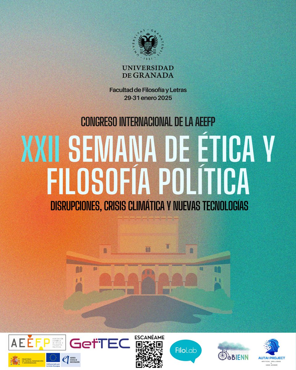 Universidad Granada (@canalugr) on Twitter photo 🗨️ XXII Semana de Ética y Filosofía Política
📆 Entre los días 29 y 31 de enero de 2025
✍🏻 Esta edición, bajo el título «Disrupciones, crisis climática y nuevas tecnologías»
📍 <a href="/FyL_UGR/">Filosofía y Letras</a>
canal.ugr.es/noticia/xxii-s… 🗨️ XXII Semana de Ética y Filosofía Política
📆 Entre los días 29 y 31 de enero de 2025
✍🏻 Esta edición, bajo el título «Disrupciones, crisis climática y nuevas tecnologías»
📍 <a href="/FyL_UGR/">Filosofía y Letras</a>
canal.ugr.es/noticia/xxii-s…