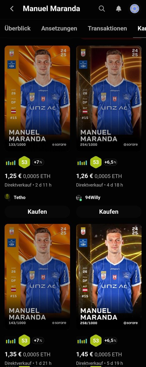 Decay26Sorare's tweet photo. Scouting tip Austrian Bundesliga 🔍🕵♂️
Our next player is Manuel #Maranda from Blau Weiss Linz which are doing a great job so far. Hes a solid centre back with a good passing ratio in his own half. I am sure we will see some good and solid scores.
Prices from 1,25€
#sorare https://t.co/GVm4xp1CWB