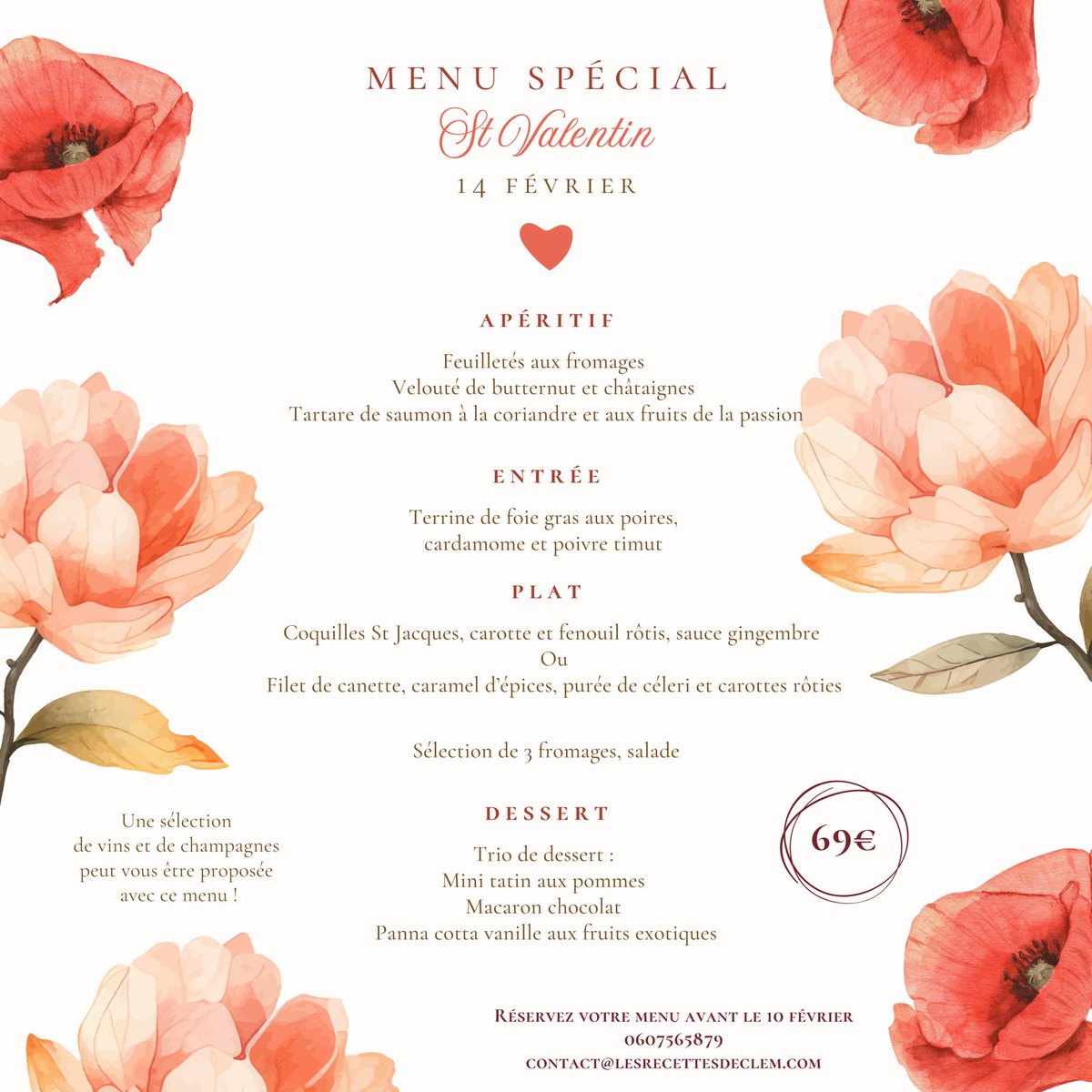 recettesdeclem's tweet photo. Les Recettes de Clem fête la Saint-Valentin ! ♥️🌹

Réservez votre menu avant le 10 février. 
0607565879
contact@lesrecettesdeclem.com

#saintvalentin #saintvalentinesday #valentinday #opera #amour #love #menu https://t.co/mMah7wjQTe