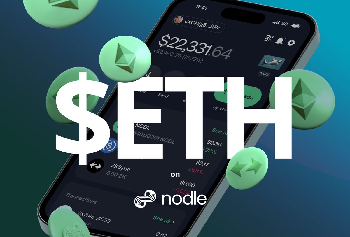 NodleNetwork's tweet photo. The Nodle App now supports multiple tokens, and today we're spotlighting $ETH on @zksync 🌐 

Ethereum, the world computer, is now integrated into Nodle, taking flexibility and composability to the next level! 💻✨ https://t.co/kP2MD4pU89