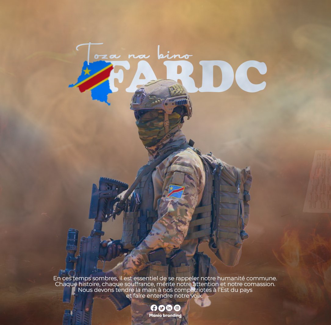 ManiaDigitalrdc's tweet photo. En ces temps sombres, il est essentiel de se rappeler notre humanité commune. Chaque histoire, chaque souffrance, mérite notre attention et notre compassion. Nous devons tendre la main à nos compatriotes à l’Est du pays et faire entendre notre  voix.
#Tozanabinofardc
#FARDC https://t.co/KkquXdHBqv