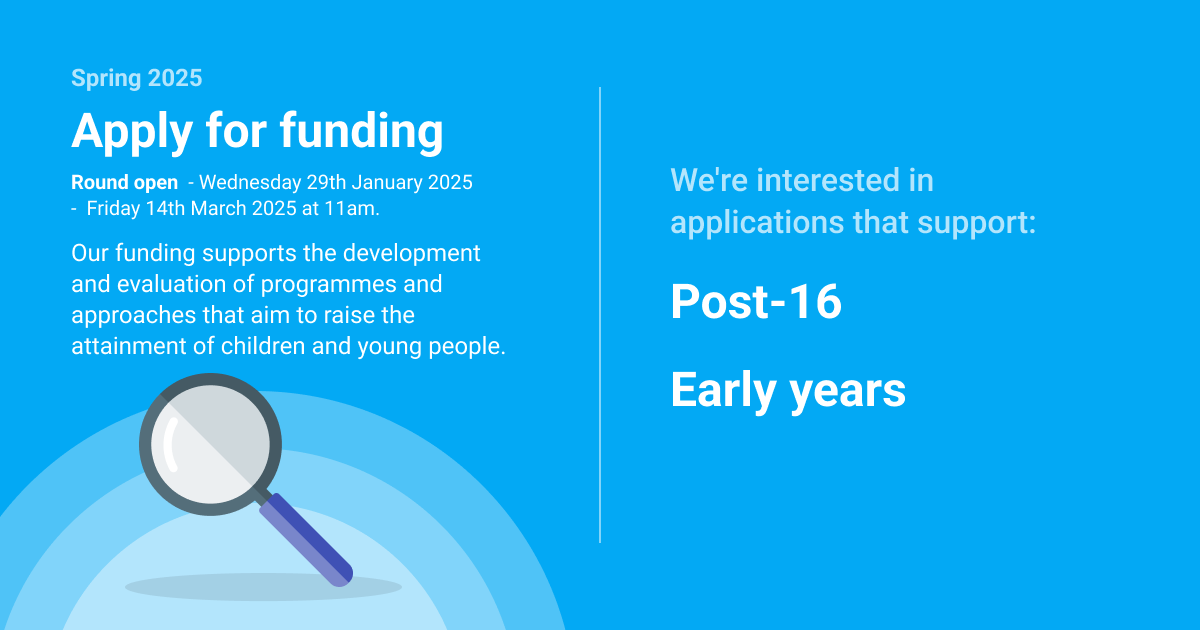 🚨 New funding round!
 
 Today, we’ve opened our latest funding round focusing on:
 
 - Post-16
- Early years

1/3