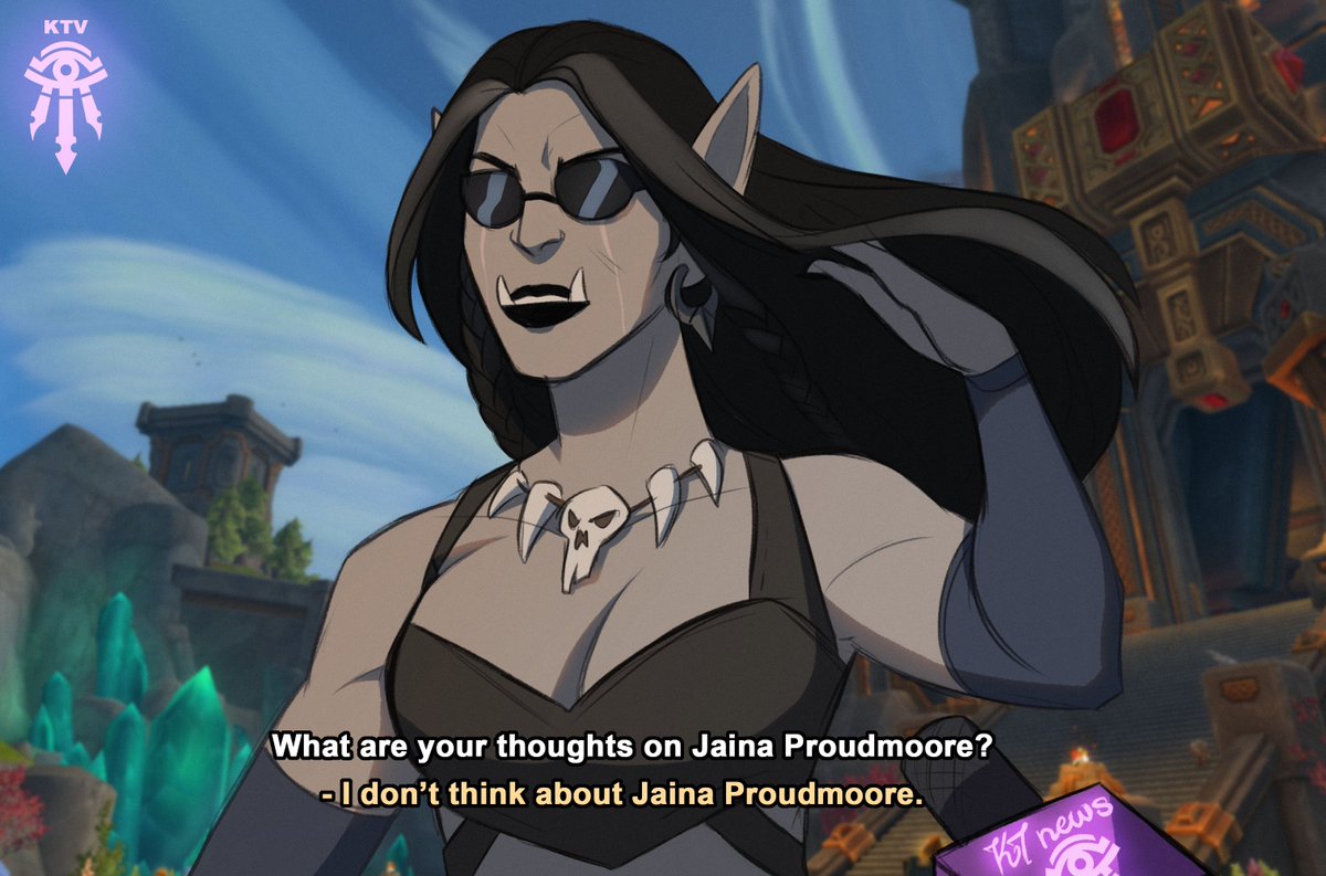 skymagpieart's tweet photo. Asking the visitors around Dornogal about their thoughts on Jaina  Proudmoore and her role in the Kirin Tor 💜🎤 (also known as me  dispelling the idea that I hate Jaina, featuring my four mains (in  character): Shazi, Waria, Telarius and Palanzual) 💙

#worldofwarcraft https://t.co/ymuT6Uo0xp