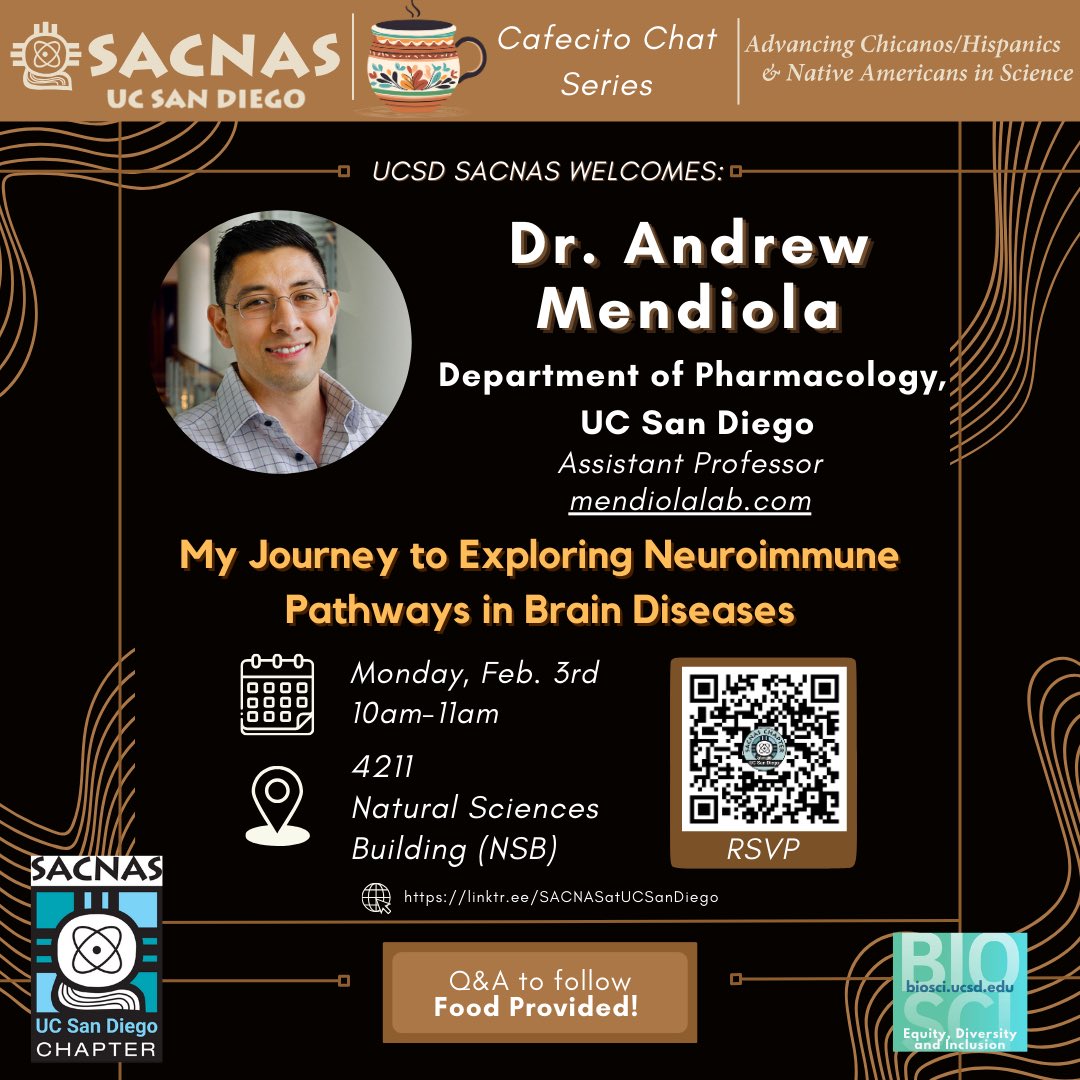SACNAS at UC San Diego (@sacnas_ucsd) on Twitter photo Join us next Monday as we continue our Cafecito Chat series with Dr. Andrew Mendiola from <a href="/UCSDPharm/">Department of Pharmacology, UCSD</a> Join us next Monday as we continue our Cafecito Chat series with Dr. Andrew Mendiola from <a href="/UCSDPharm/">Department of Pharmacology, UCSD</a>