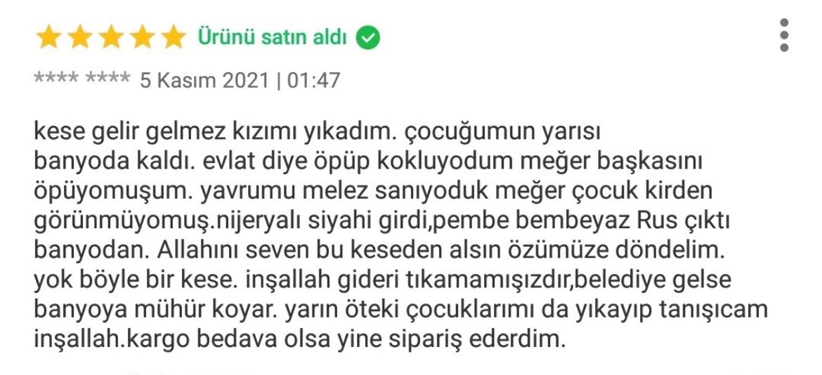 Şu trendyol kese yorumuna ölene dek gülebilirim sjdjdjkdsjskdkk
