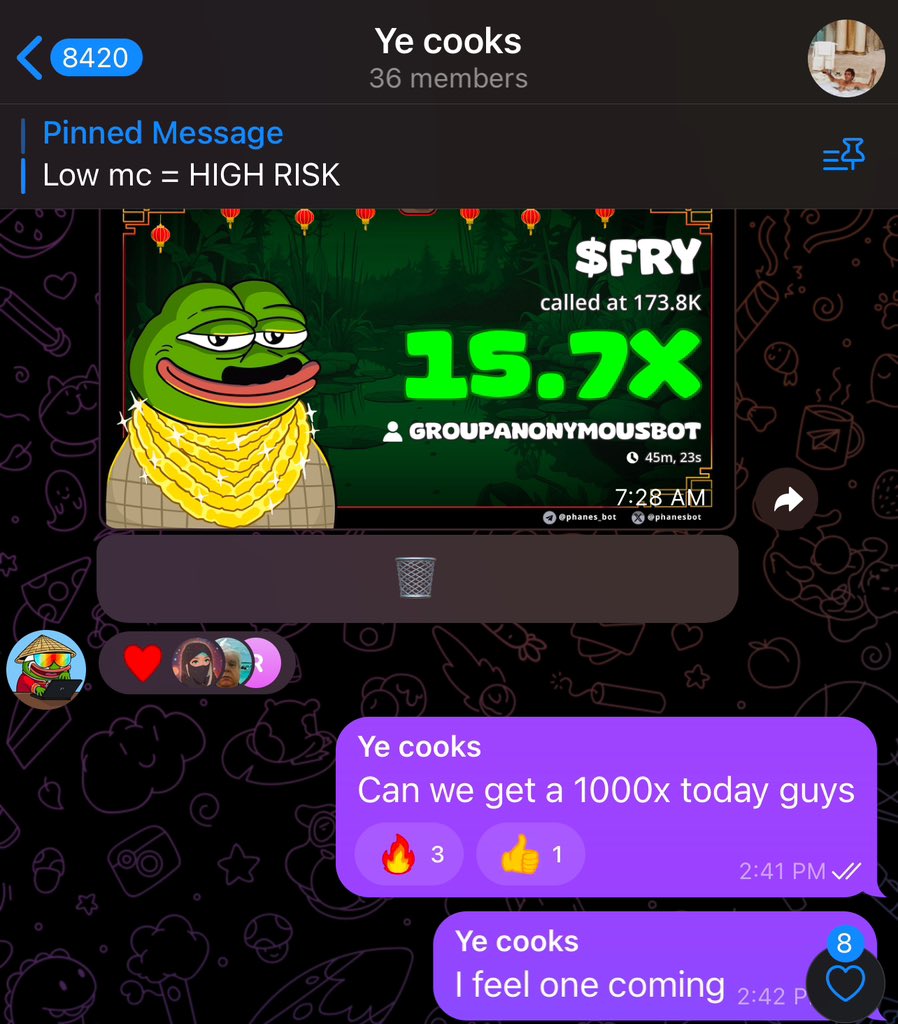 Kingstaccz's tweet photo. Told everyone in the group chat we will 1000x today 

I’ll let you guys know how it goes https://t.co/kbSJvHiz91
