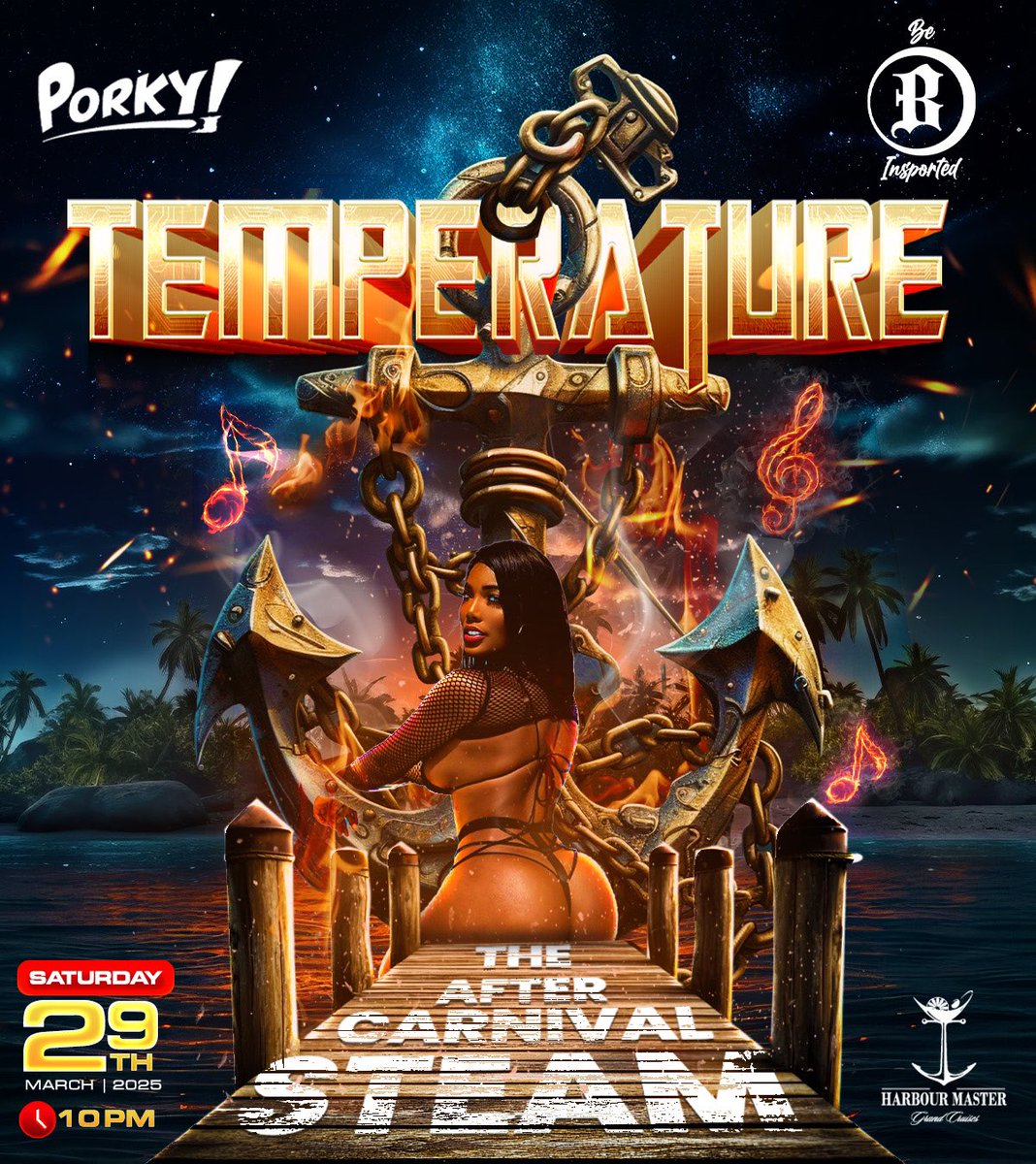 🌡️ TEMPERATURE 🌡️

The After Carnival Steam

Night Before The Holiday 🥳 

Turn Up The HEAT! 
Where The Vibes Are HOT &amp; The Memories Are UNFORGETTABLE!

Saturday 29th March, 2025 📅 

Habour Master ⚓️

Early Bird Tickets Available on IslandE

islandetickets.com/event/TEMPERAT…