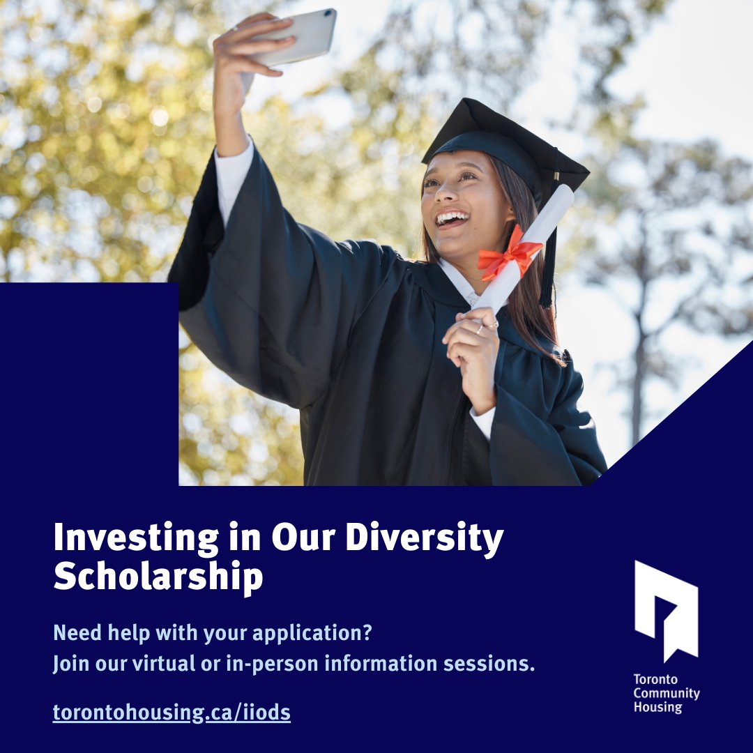 Toronto Community Housing (@tohousing) on Twitter photo Are you thinking about applying for the Investing in Our Diversity Scholarship? 
We’re holding information sessions to answer questions about eligibility and provide any support you may need for the application. 
Register today: torontohousing.ca/iiods Are you thinking about applying for the Investing in Our Diversity Scholarship? 
We’re holding information sessions to answer questions about eligibility and provide any support you may need for the application. 
Register today: torontohousing.ca/iiods