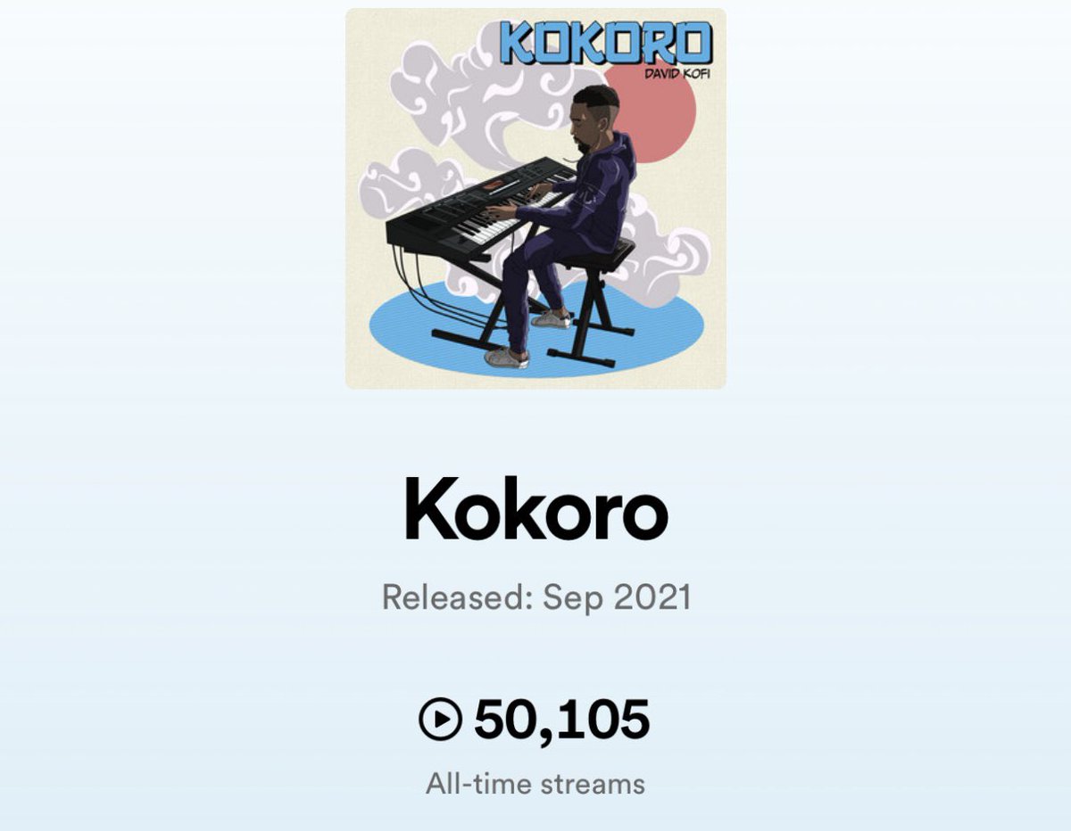 My project has hit 50k streams on <a href="/Spotify/">Spotify</a> / <a href="/spotifyartists/">Spotify for Artists</a> 
Thanks for listening! 🙏🏾