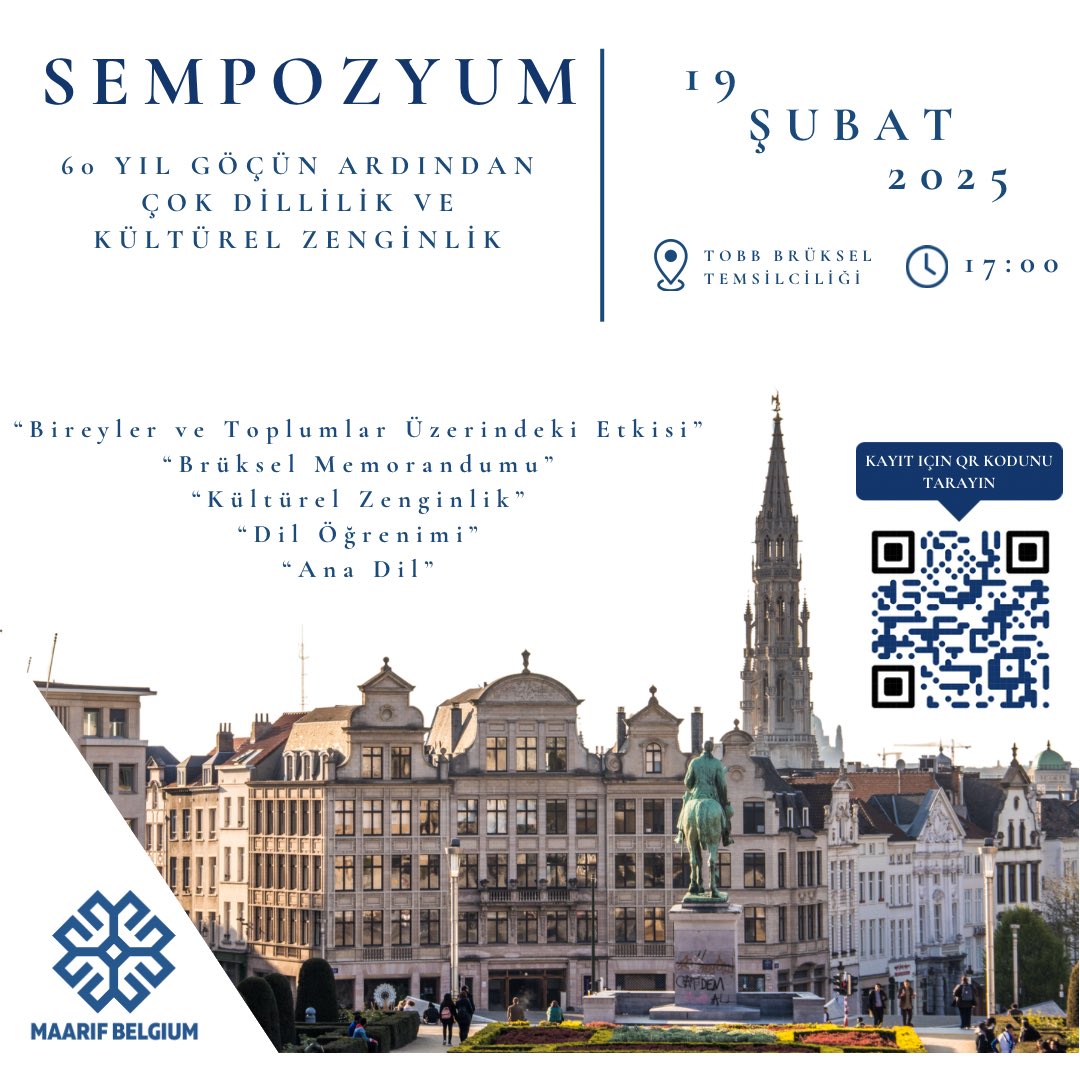 Maarif Belgium (@maarifbe) on Twitter photo Brüksel gibi çok kültürlü bir şehirde, üstelik göçün 60 yıllık hikâyesinin ardından, çok dilliliği ele almanın tam zamanı. 🌍
📲 Katılım ÜCRETSİZ! QR kodu tarayarak kayıt olabilirsiniz.
📩 info@maarif.be
📞 02 468 50 02 Brüksel gibi çok kültürlü bir şehirde, üstelik göçün 60 yıllık hikâyesinin ardından, çok dilliliği ele almanın tam zamanı. 🌍
📲 Katılım ÜCRETSİZ! QR kodu tarayarak kayıt olabilirsiniz.
📩 info@maarif.be
📞 02 468 50 02