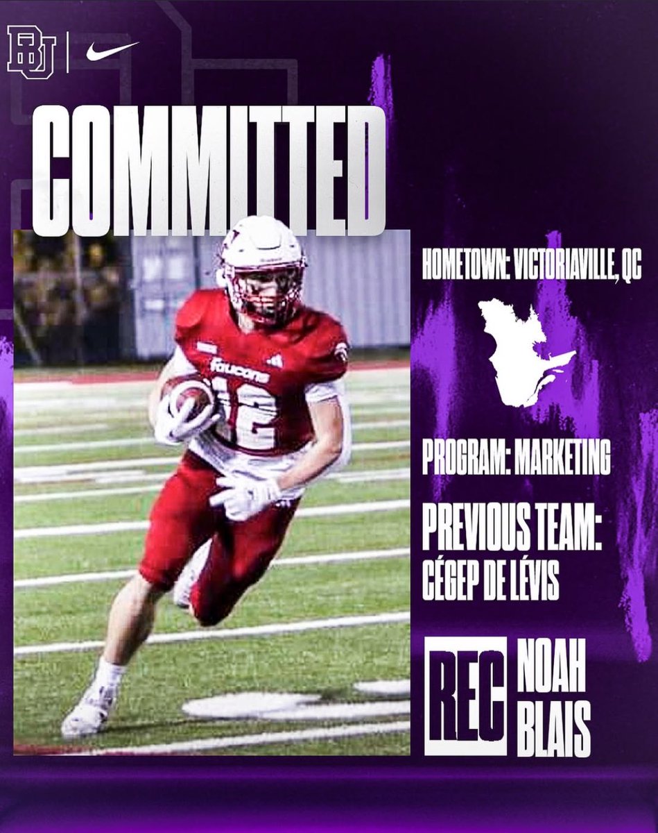 Excited to announce that REC Noah Blais has chosen to continue his Academic and athletic journey with Bishop's Gaiters 🏈. He will be pursuing a degree in Marketing. #BleedPurple 🐊🐊🐊
