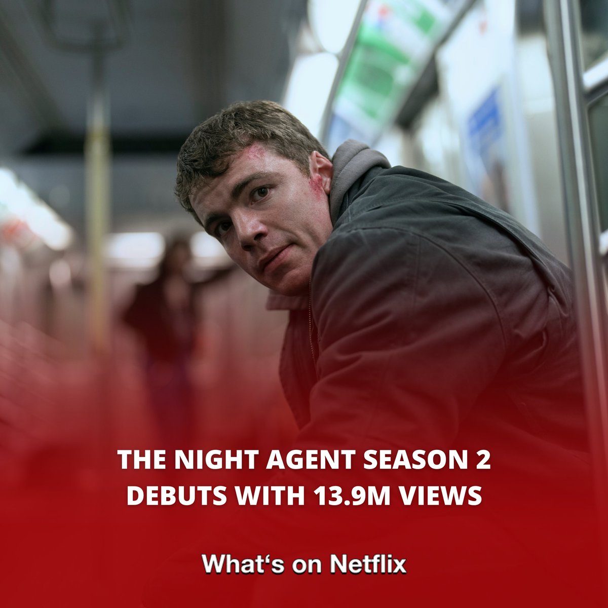 THE NIGHT AGENT season 2 debuts with 13.9M views in the Netflix top 10s!