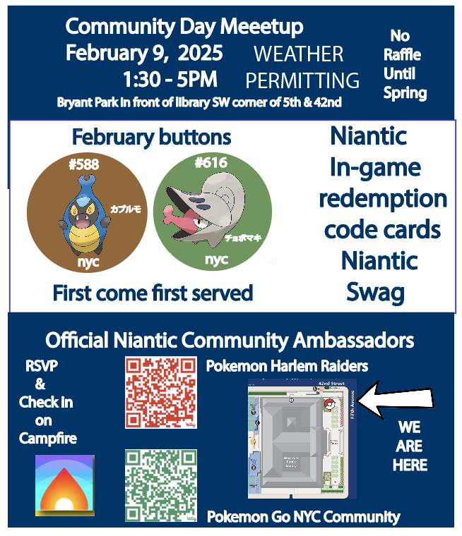 Sunday Feb 9, 2025 1:30 to 5pm Weather permitting - we may leave early if inclement weather.  All giveaways first come first served. come early to ensure getting swag and ig rewards.  All trainers welcome1