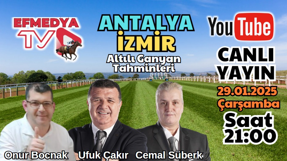 Yarın akşam müsait olan tüm dostları beklerim EF Medya aracılığı ile saat 21:00 ekran başında olalım ANTALYA dan noktasız virgulsuz bankolar ile sizler ile olacağım