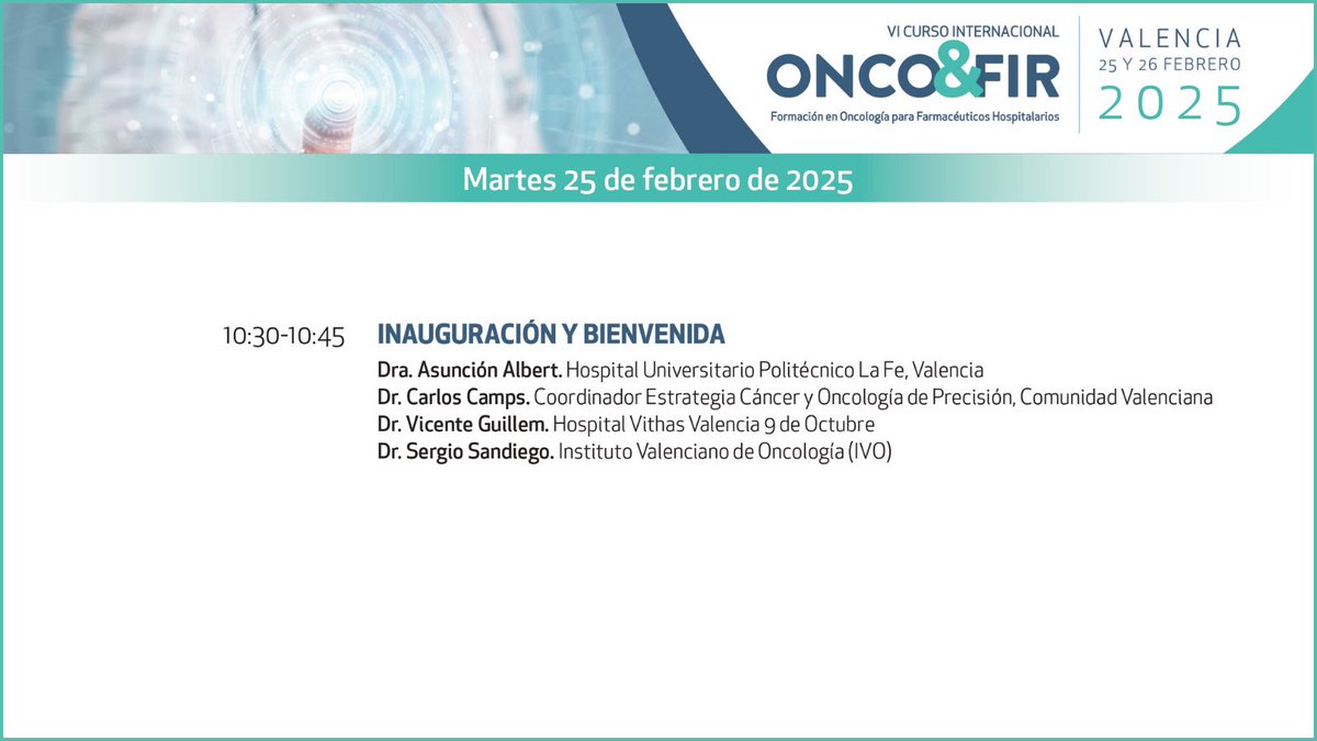 🔔 Conoce los últimos avances en #oncología con los mejores profesionales!

📚 El VI Curso Internacional ONCO&amp;FIR será liderado por expertos de alto nivel  📅 25-26 de Febrero 

🎙️ Coordinan: 
👩‍⚕️ Dra. Asunción Albert <a href="/AsuAlbert/">Asunción Albert Marí</a> 
👨‍⚕️ Dr. Carlos Camps <a href="/carloscamps2/">Carlos Camps</a> 
👨‍⚕️ Dr. Vicente