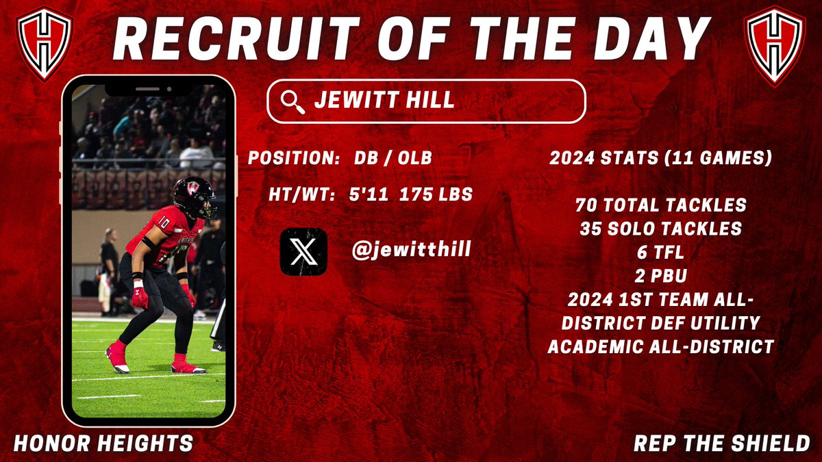 RecruitTheShield (@recruitheights) on Twitter photo Physical athlete with nose for the football🔨 Ability to play multiple positions💎 1st Team All-District Defensive Utility🏆<a href="/HHKnights_FB/">Harker Heights Football</a> <a href="/MarkHum7/">Mark Humble</a> <a href="/coach_t_ritchie/">Todd Ritchie</a> <a href="/CoachLoganBrock/">Logan Brock</a> <a href="/coachrebbrock/">coachrebbrock</a> <a href="/JDMarrow/">JD Marrow</a> <a href="/KilleenISD_/">KISD Sports</a>
hudl.com/video/3/164772…
#RepTheShield🛡️ #HonorHeights⚔️ Physical athlete with nose for the football🔨 Ability to play multiple positions💎 1st Team All-District Defensive Utility🏆<a href="/HHKnights_FB/">Harker Heights Football</a> <a href="/MarkHum7/">Mark Humble</a> <a href="/coach_t_ritchie/">Todd Ritchie</a> <a href="/CoachLoganBrock/">Logan Brock</a> <a href="/coachrebbrock/">coachrebbrock</a> <a href="/JDMarrow/">JD Marrow</a> <a href="/KilleenISD_/">KISD Sports</a>
hudl.com/video/3/164772…
#RepTheShield🛡️ #HonorHeights⚔️