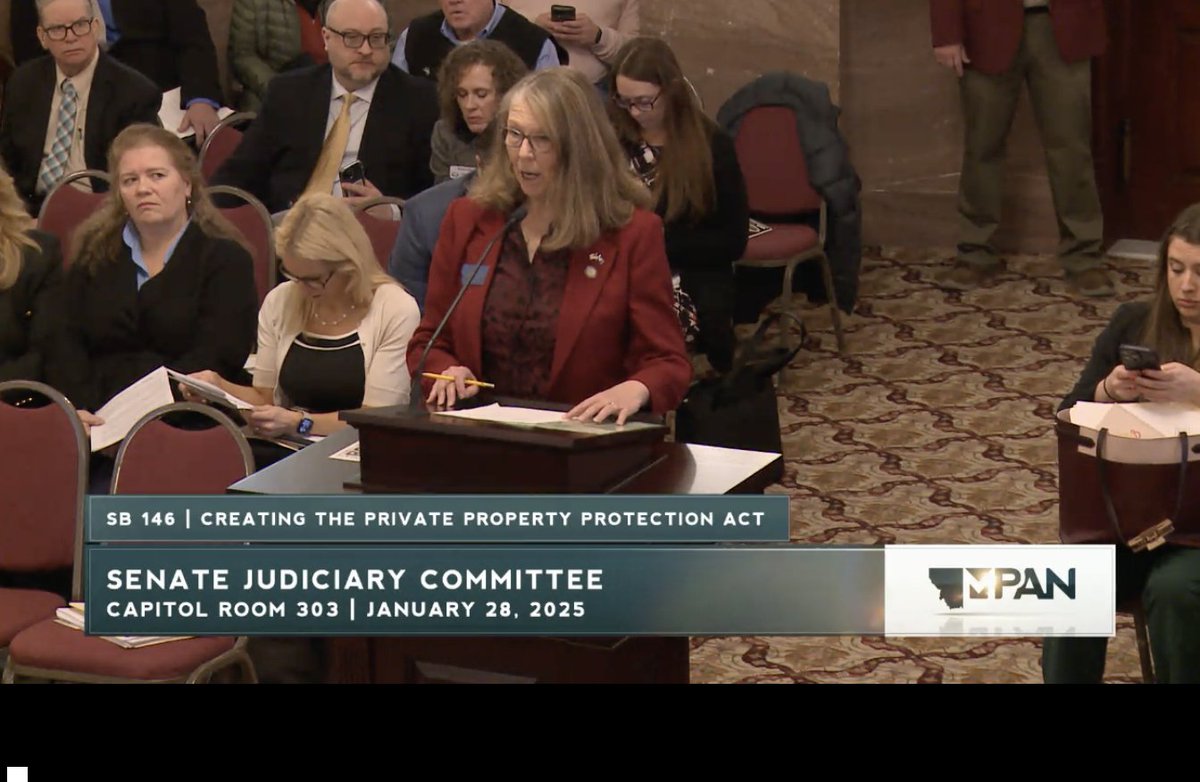 TannerMAvery's tweet photo. The hearing on SB 146, the Private Property Protection Act is live. #mtleg #YIMBY #PPPA @FrontierMontana https://t.co/7HMFkRE614