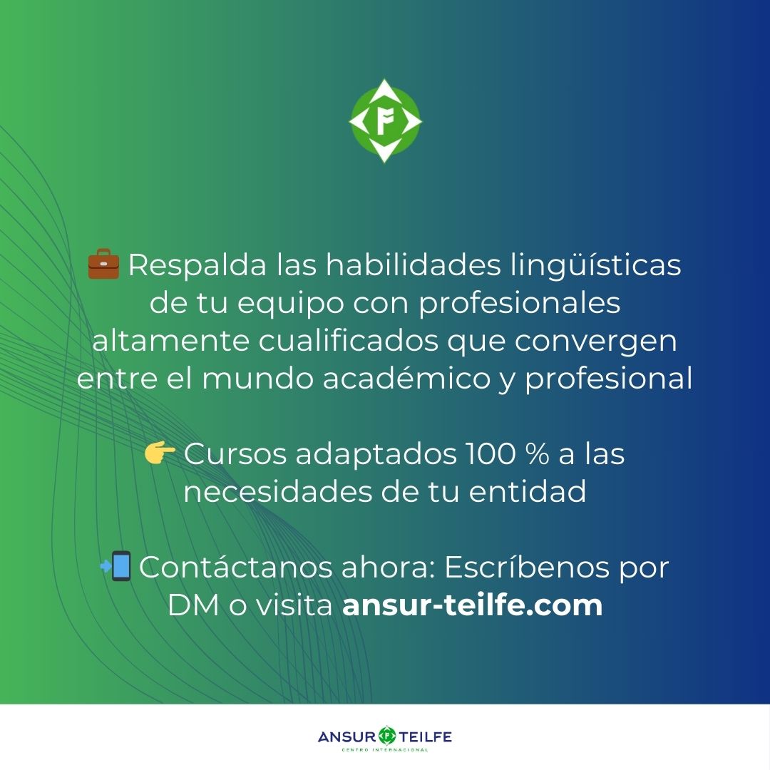 AnsurTeilfe's tweet photo. Legado académico, visión internacional: transformamos tu comunicación global🌍

Somos una Spin-off de la prestigiosa @unisevilla, lo que nos permite combinar la excelencia académica con soluciones lingüísticas de vanguardia💡

👉¡Déjanos ayudarte a hablar el idioma del éxito! ✨ https://t.co/j35bAtMofV