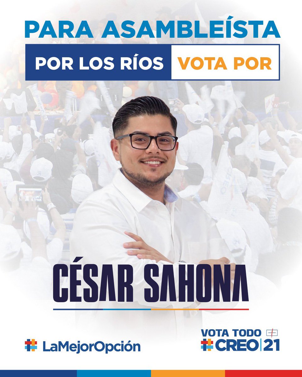 CesarSahona's tweet photo. ¡Mi gente de Los Ríos! 
Este 9 de febrero #VotaCésarSahona y #VotaTodo21

Porque somos #LaMejorOpción 💙✨ https://t.co/H1nPYM7HVO