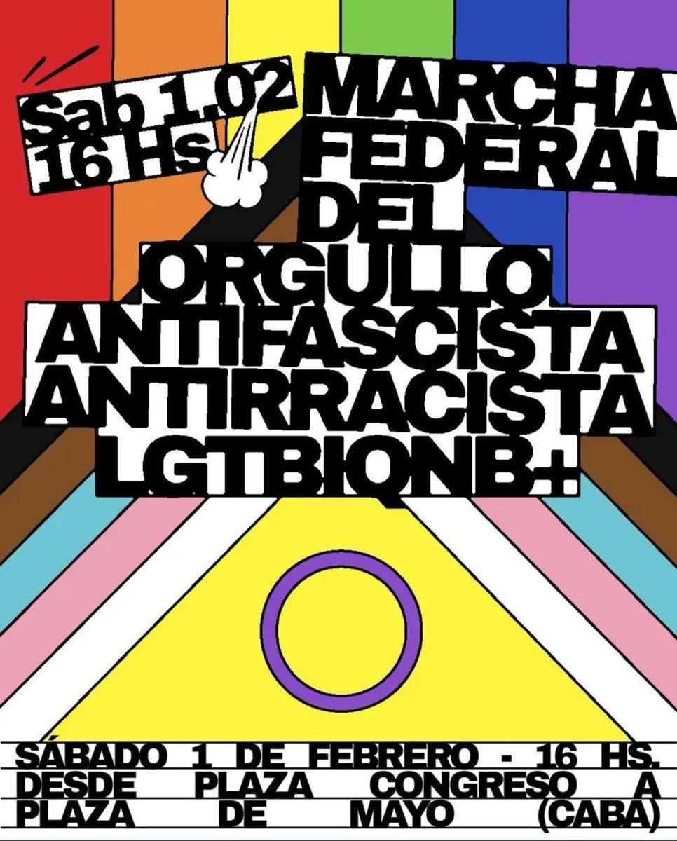 MARCHA FEDERAL DEL ORGULLO ANTIFASCISTA Y ANTIRRACISTA LGTBIQNB+ 

Sábado 1 de febrero 16hs

📍CABA De Plaza Congreso a Plaza de Mayo 

#cesarcigliuttisiempre #carlosjaureguipresente #cha #CHA40Años #marchadelorgullo #antifascismo #antirracismo #derechos #lgbti #derechoshumanos