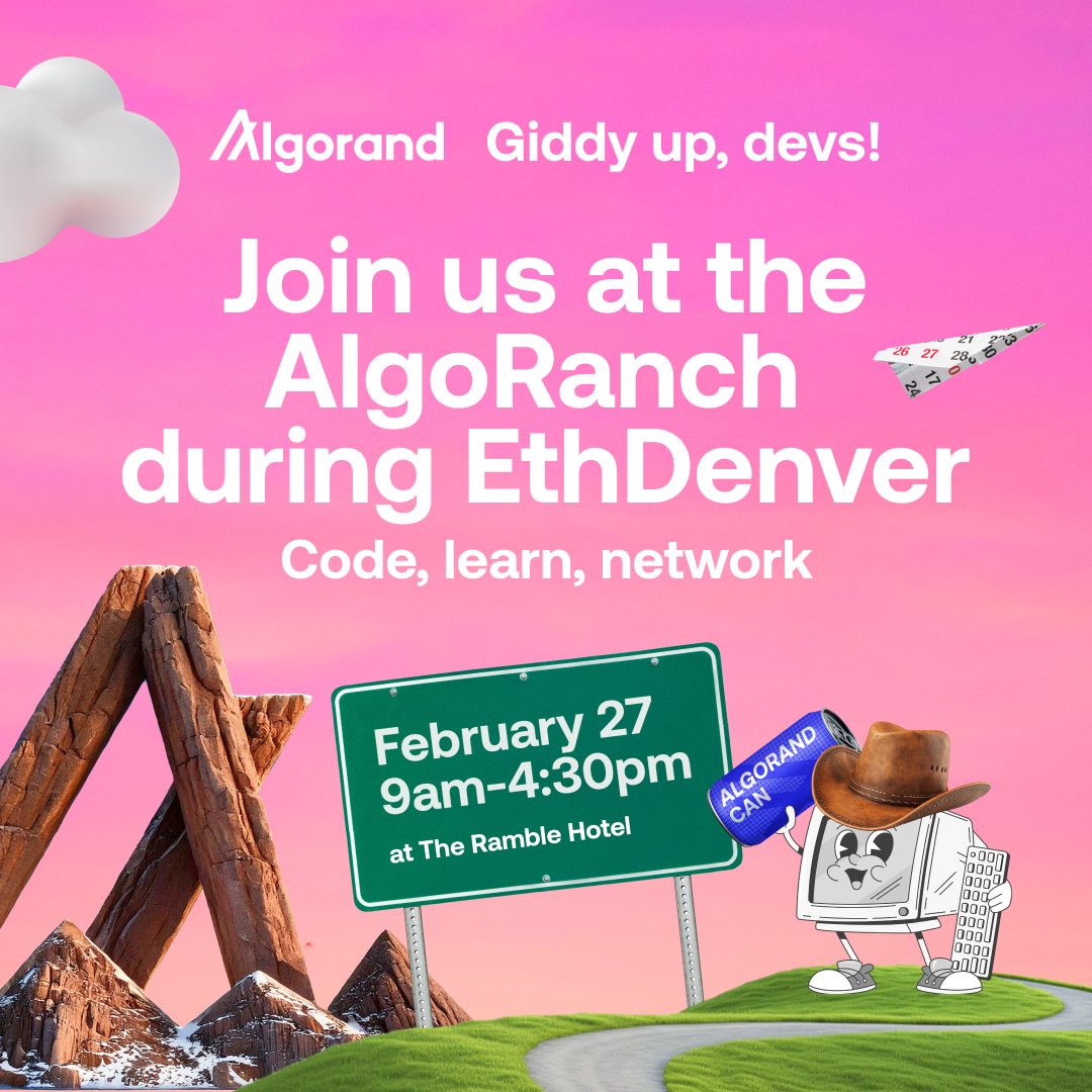 Algorand Foundation (@algofoundation) on Twitter photo Join us for AlgoRanch at The Ramble during <a href="/EthereumDenver/">ETHDenver ππ¦¬π¦</a> β°οΈ
Featuring:
π§βπ» <a href="/algodevs/">Algorand Developers</a>
ποΈ <a href="/lofty_ai/">Lofty</a>
β‘ @ZTLment
π <a href="/Real_monko/">monko π</a>
π³ <a href="/LuteWallet/">lute.algo</a> / Galaxy Pay
Sign up below π Join us for AlgoRanch at The Ramble during <a href="/EthereumDenver/">ETHDenver ππ¦¬π¦</a> β°οΈ
Featuring:
π§βπ» <a href="/algodevs/">Algorand Developers</a>
ποΈ <a href="/lofty_ai/">Lofty</a>
β‘ @ZTLment
π <a href="/Real_monko/">monko π</a>
π³ <a href="/LuteWallet/">lute.algo</a> / Galaxy Pay
Sign up below π