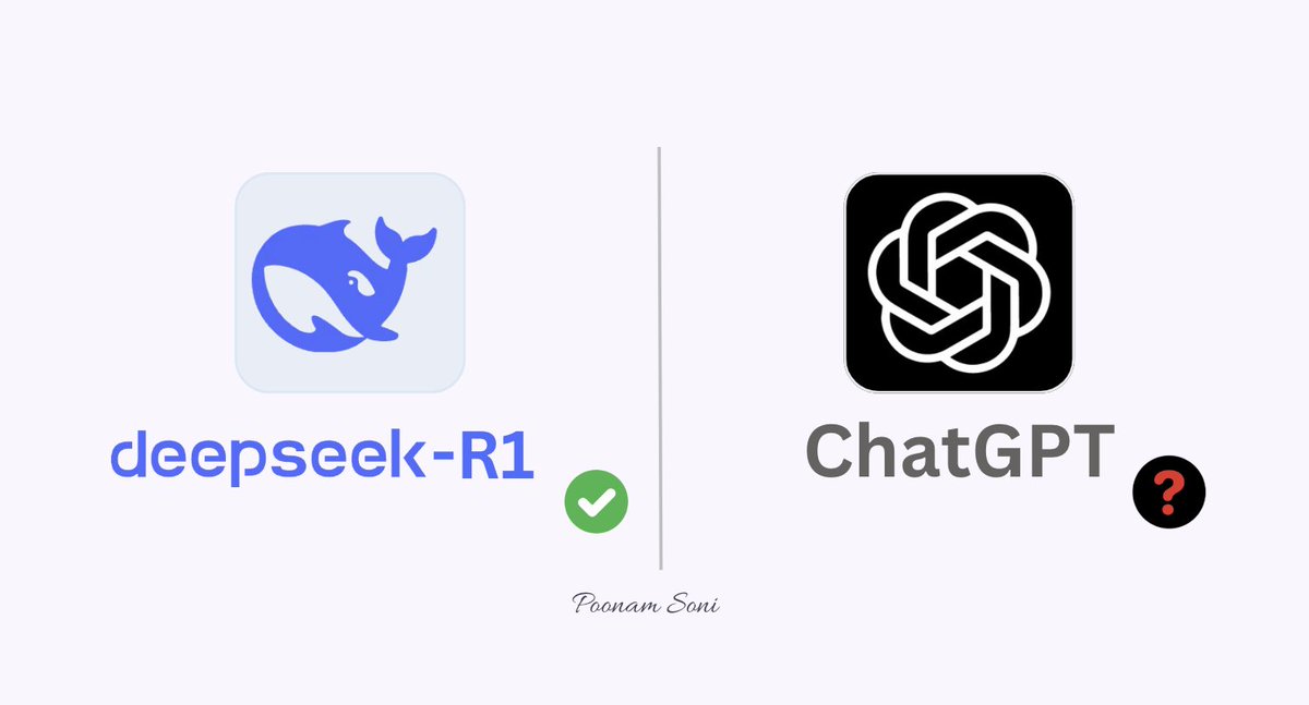 CodeByPoonam's tweet photo. Goodbye ChatGPT

It's just over a week since Deepseek R1 dropped, and people are shocked by its potential.

13 jaw-dropping updates you need to know (Don't miss the 5th one) https://t.co/iF7JKdbHTu