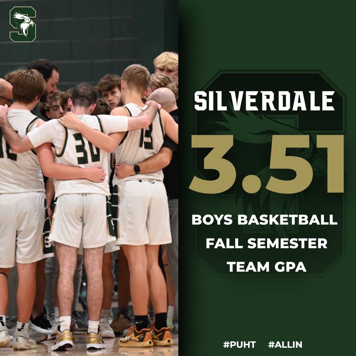We are proud of our guys for their hard work on the court but more importantly in the classroom. Team gpa for the fall semester was 3.51. These guys understand the importance of being a STUDENT athlete. #PUHT #ALLIN