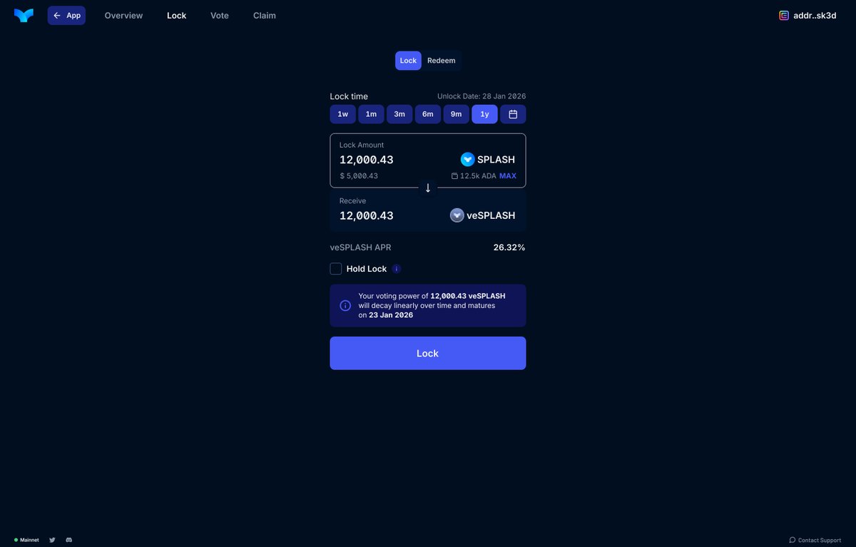 You lock $SPLASH
⬇️
You:
🔹Manage emission
🔹Earn protocol fees

Launching 🔜