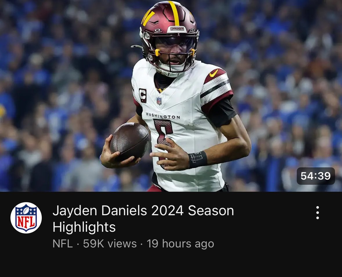 DKSports's tweet photo. I'd say having a 55 minute highlight video makes Jayden Daniels' rookie season a resounding success 😂 https://t.co/o2D8DCSeku