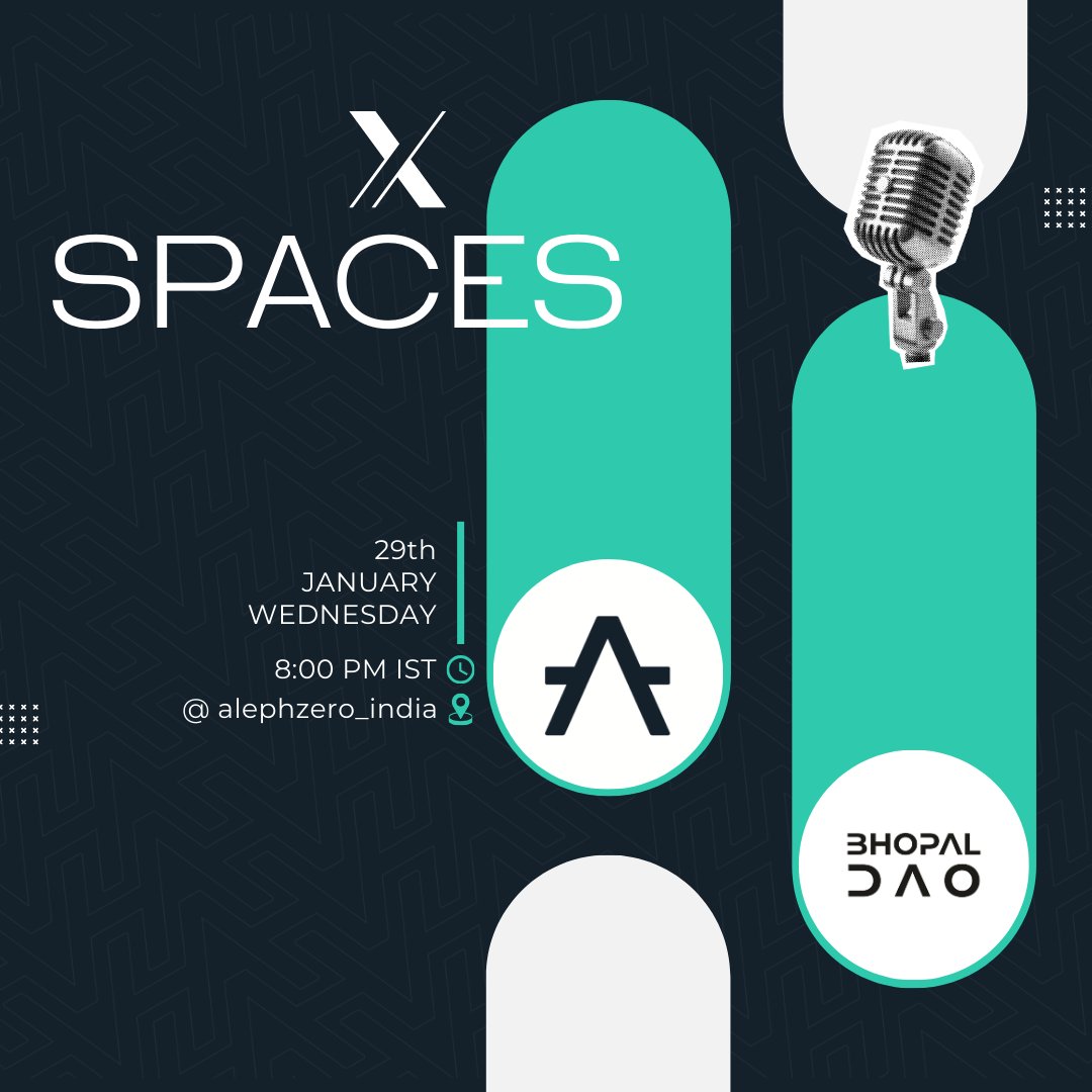 Aleph Zero India (@alephzero_india) on Twitter photo ๐ข Join @Alephzero_India and <a href="/Bhopal_DAO/">Bhopal DAO | Hiring</a> for an exciting Community X Spaces, as we explore the Aleph Zero Ecosystem and opportunities for builders!
๐ January 29th, 2025
โฐ Starting at 8:00 pm IST
Get ready for insightful discussions and network with fellow builders!
Set your ๐ข Join @Alephzero_India and <a href="/Bhopal_DAO/">Bhopal DAO | Hiring</a> for an exciting Community X Spaces, as we explore the Aleph Zero Ecosystem and opportunities for builders!
๐ January 29th, 2025
โฐ Starting at 8:00 pm IST
Get ready for insightful discussions and network with fellow builders!
Set your