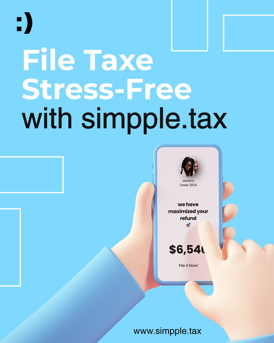 simppletax's tweet photo. Tax season just got easier with Simpple! 💸 Guaranteed max refund, simple filing, and audit support. File stress-free today!

📑 U.S. Citizens: https://t.co/gu2nEurjWm
🌍 Non-U.S. Citizens: https://t.co/gbnlDQNXi8

#maxrefund #simppletax #stressfreefiling #quickrefunds https://t.co/892br0HDVz