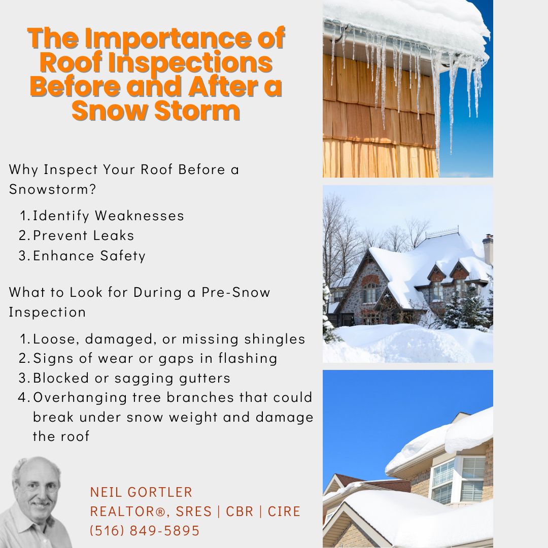 NeilGortler's tweet image. 🏠 The Importance of Roof Inspections Before &amp;amp; After a Snowstorm ❄️
Need help finding your dream home? Reach out today! 📞

Neil Gortler | REALTOR®
SRES | CBR | CIRE
(516) 849-589

#RealEstate #realestate #Greatneck #Bayside #Littleneck #realtor #sellingahome