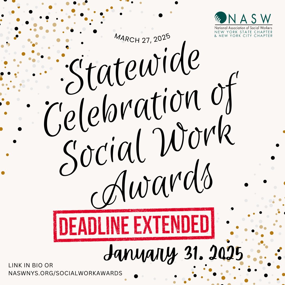 DEADLINE EXTENDED TO JANUARY 31 -- NOMINATE TODAY!!!!!!

Learn more and nominate: naswnyc.org/CARESEvents