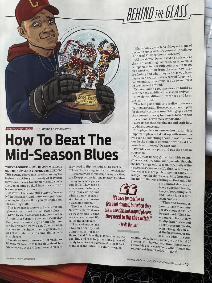 Lots of great feedback from my newest column…and I love the illustration! Page 17 <a href="/USAHMagazine/">USA Hockey Magazine</a>