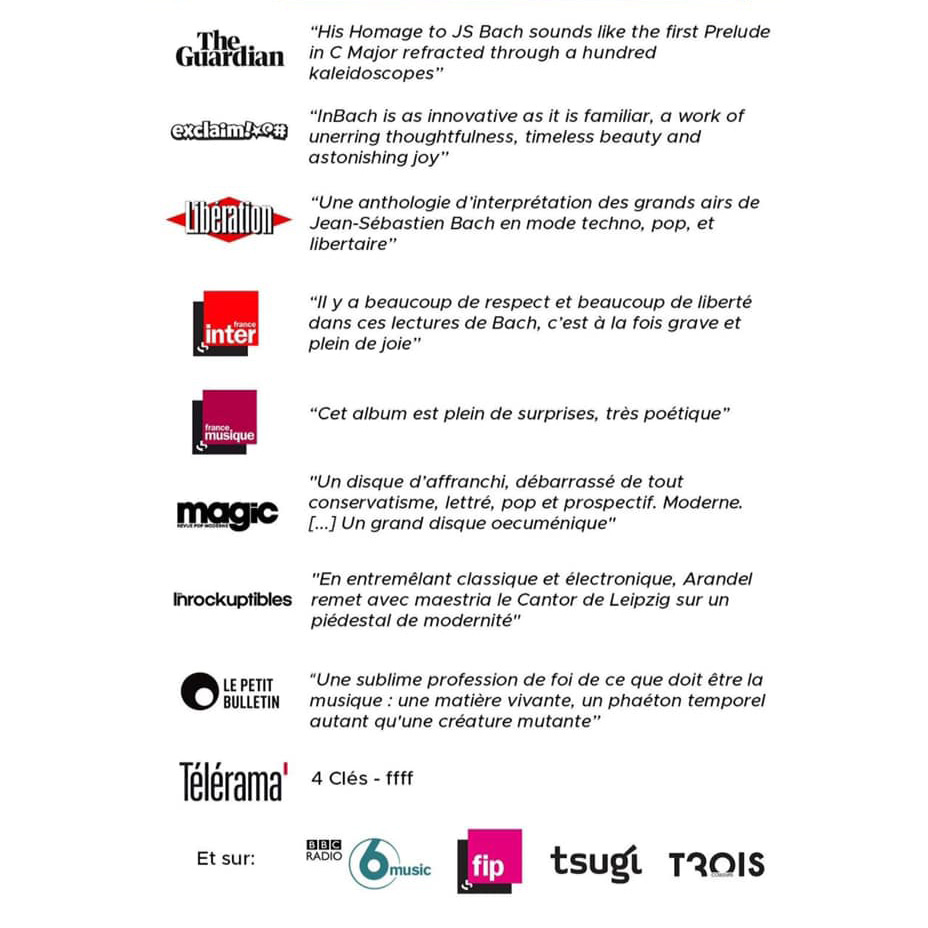 InBach is 5. 
❤️ Sébastien Roué, Areski, Thomas Bloch, Barbara Carlotti, Gaspar Claus, Flore, <a href="/petrahaden/">Petra Haden</a>, Wilhelm Latchoumia, Vanessa Wagner, Seb Martel, Emmanuelle Parrenin, Ben Shemie, Gol3m,<a href="/Infinemusic/">InFiné Music</a>, Pascal, Marine, Robin, Alix, Jiri, Lili, Fabrice.  
📸 Julien Mignot