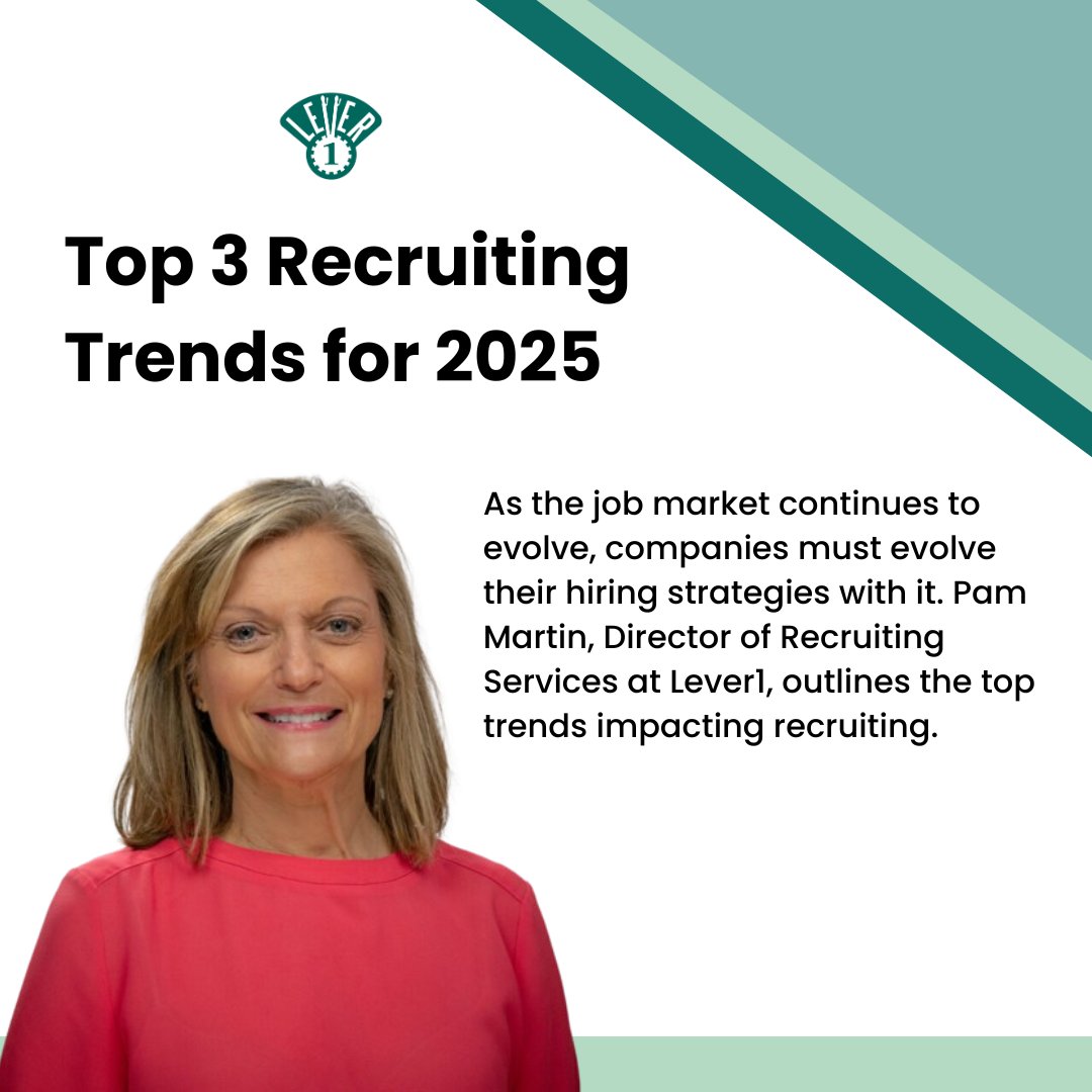 In an ever-changing job market, it may be necessary to shift your hiring practices. In our latest blog, Pam Martin, Director of Recruiting Services, details the top trends in recruiting for 2025. Check it out here: 
lever1.com/article/top-3-…